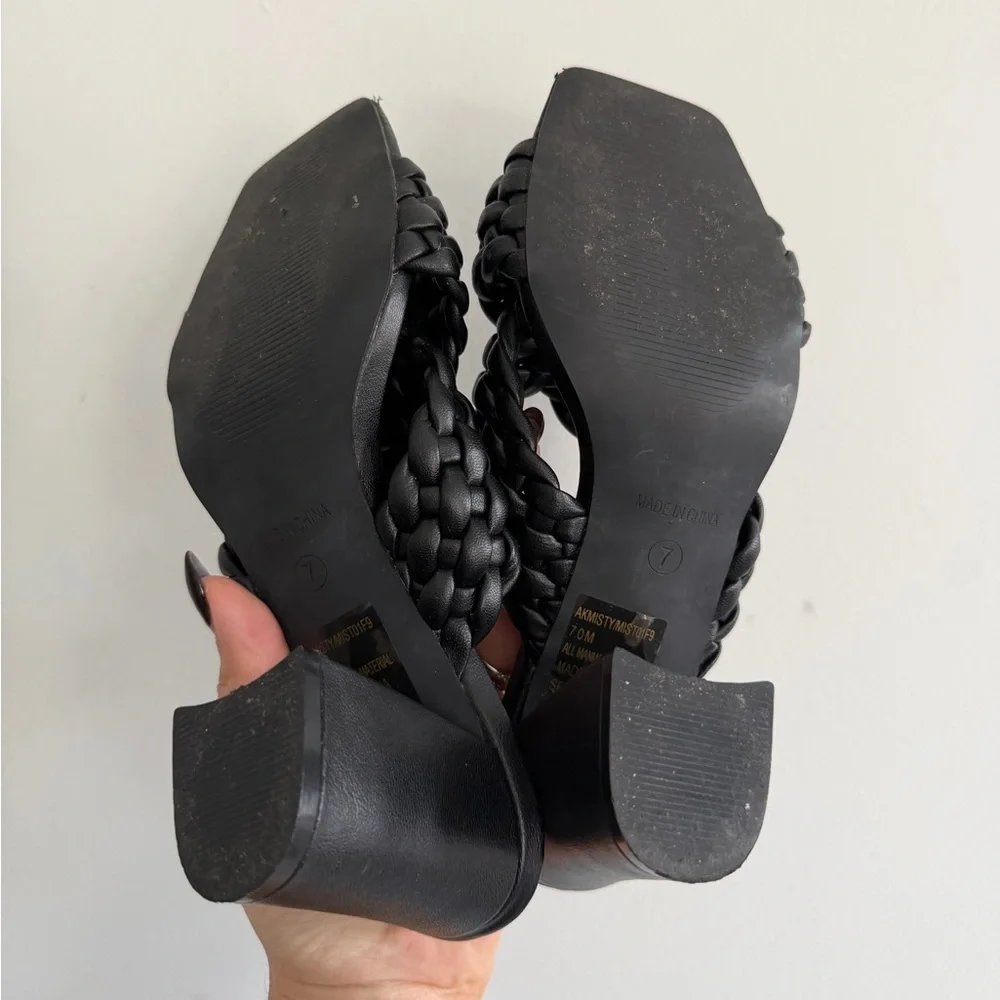 Anne Klein Black Braided Sandals - Picture 4 of 5